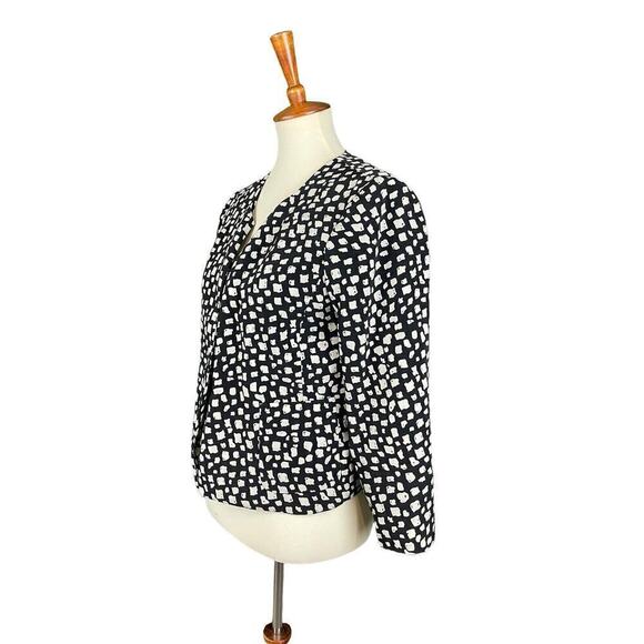 The Limited Black & White Blazer Women Size M Dotted Print Shoulder Pads Y2K - Picture 7 of 10
